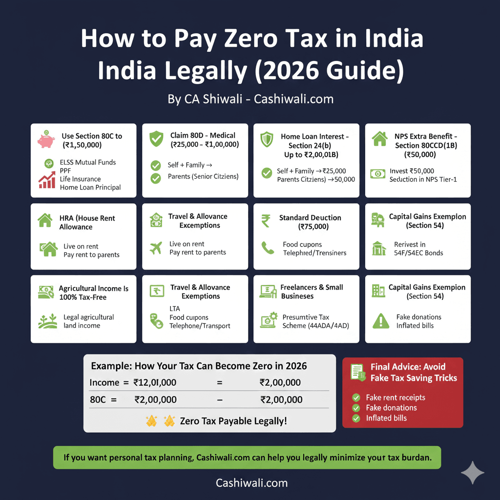 how to pay zero tax in india legally cashiwali.com