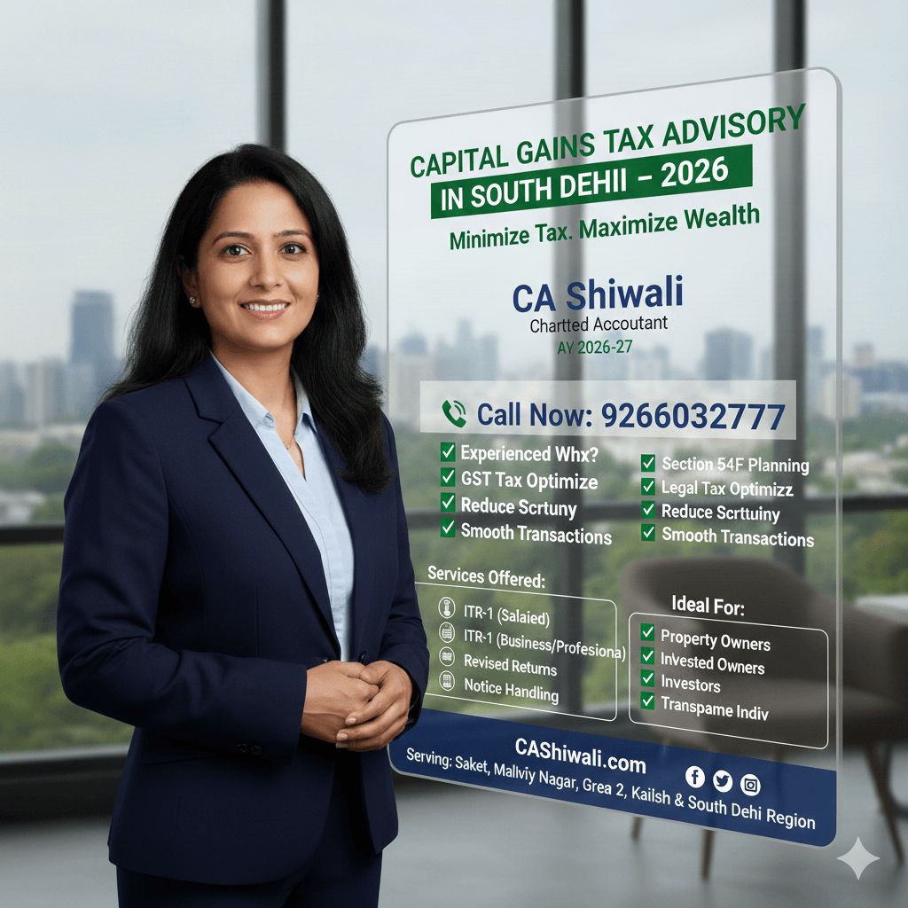 Capital Gains Tax Advisory in South Delhi for property investors