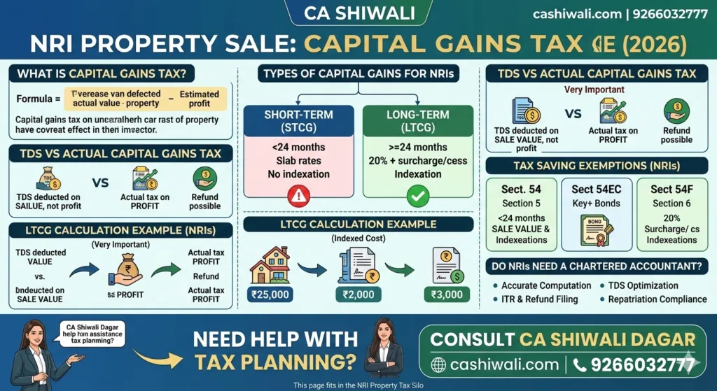 Capital gains tax on property for NRIs in India