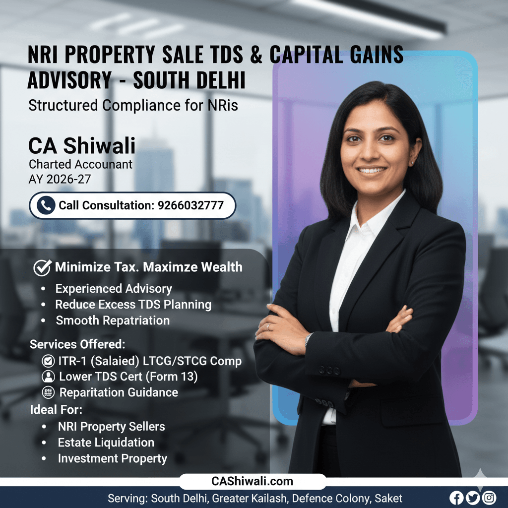 TDS advisory for NRI property sale in South Delhi under Section 195