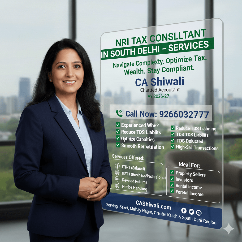 NRI Tax Consultant in South Delhi advising on property sale and capital gains