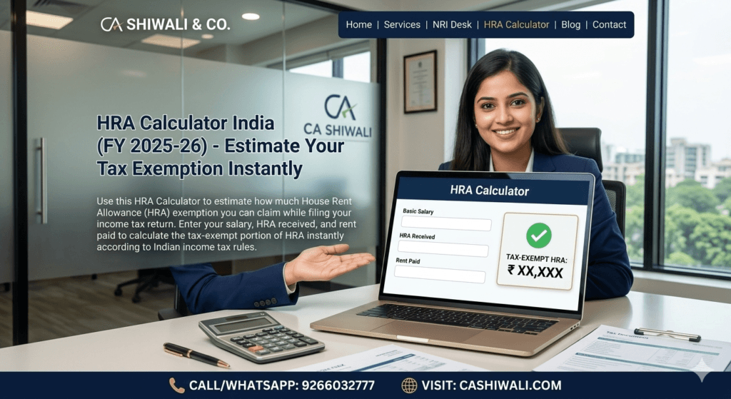 CA Shiwali - Chartered Accountant in South Delhi - HRA Exemption Calculator (FY 2025-26)
