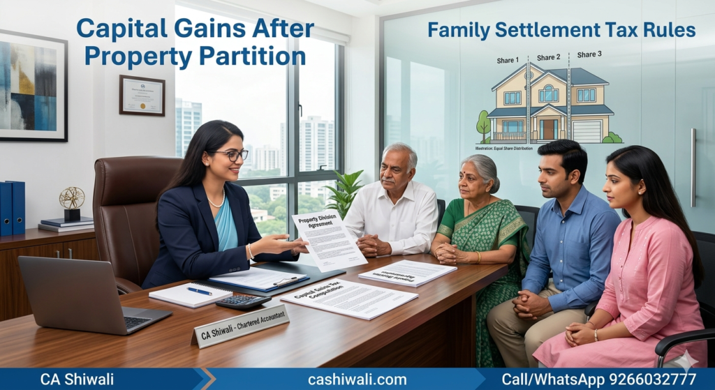 Capital gains tax after property partition explained by CA Shiwali