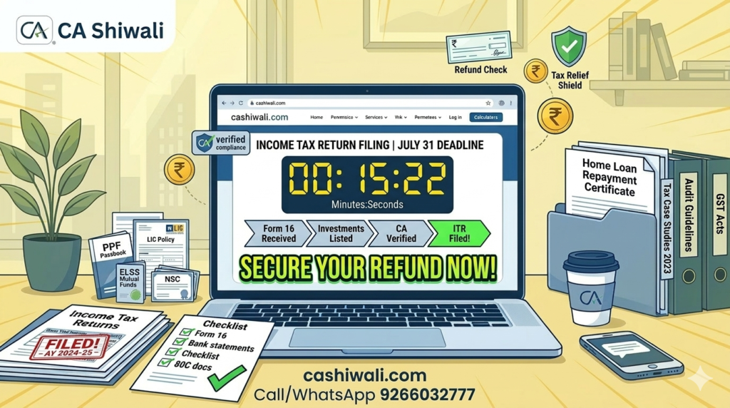 Income Tax Return Filing Deadline July 31 with CA Shiwali