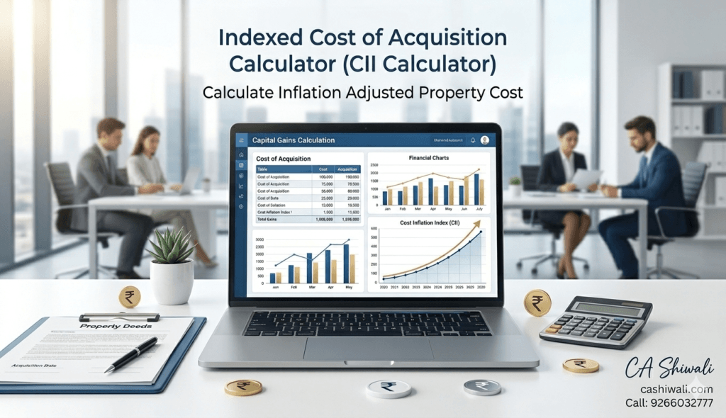 Indexed cost of acquisition calculator India using cost inflation index CII
