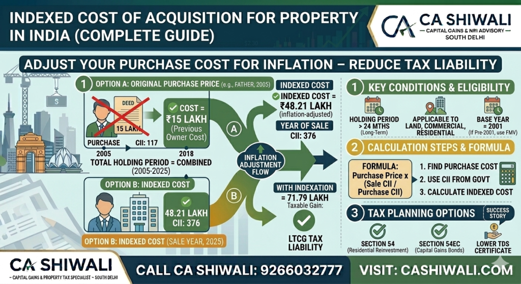 indexed cost of acquisition property formula example India