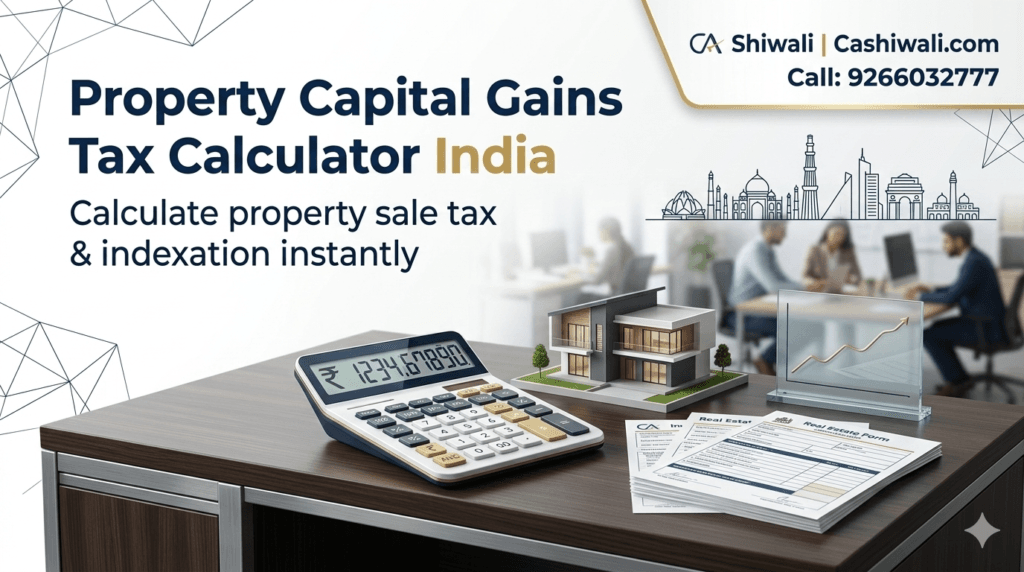 Property Capital Gains Tax Calculator India with indexation benefit explained by CA Shiwali Cashiwali