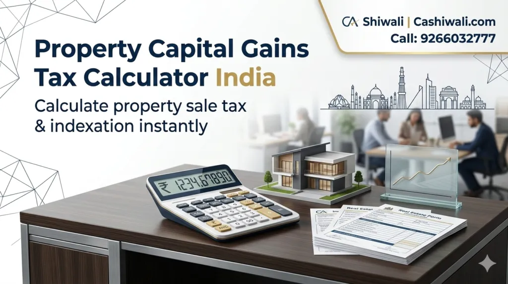Property Capital Gains Tax Calculator India with indexation benefit explained by CA Shiwali Cashiwali
