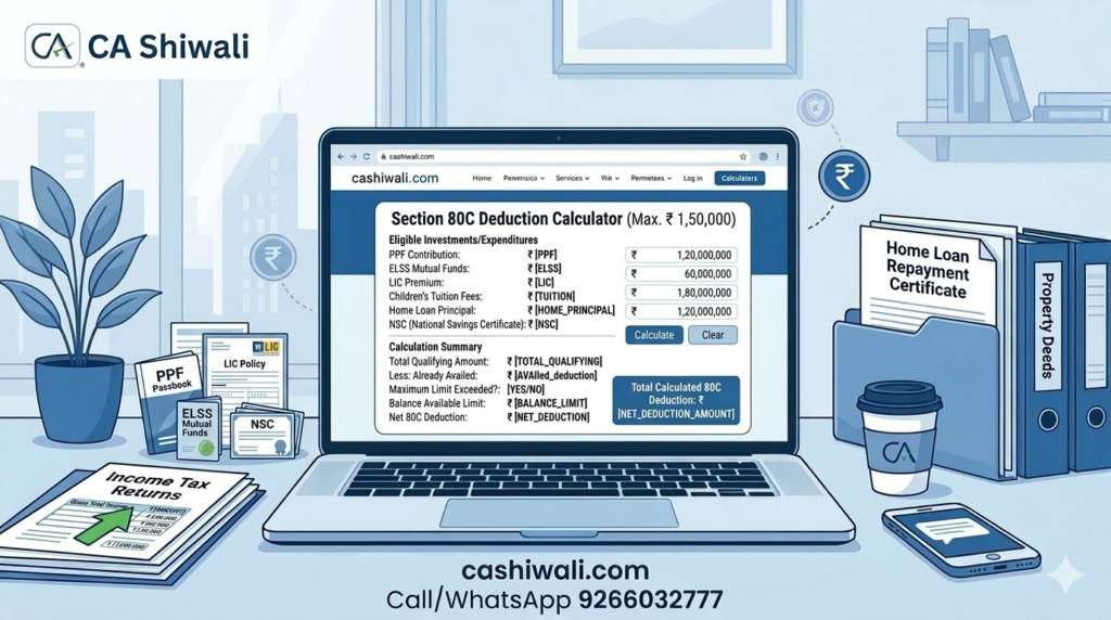 Section 80C Deduction Calculator India by CA Shiwali
